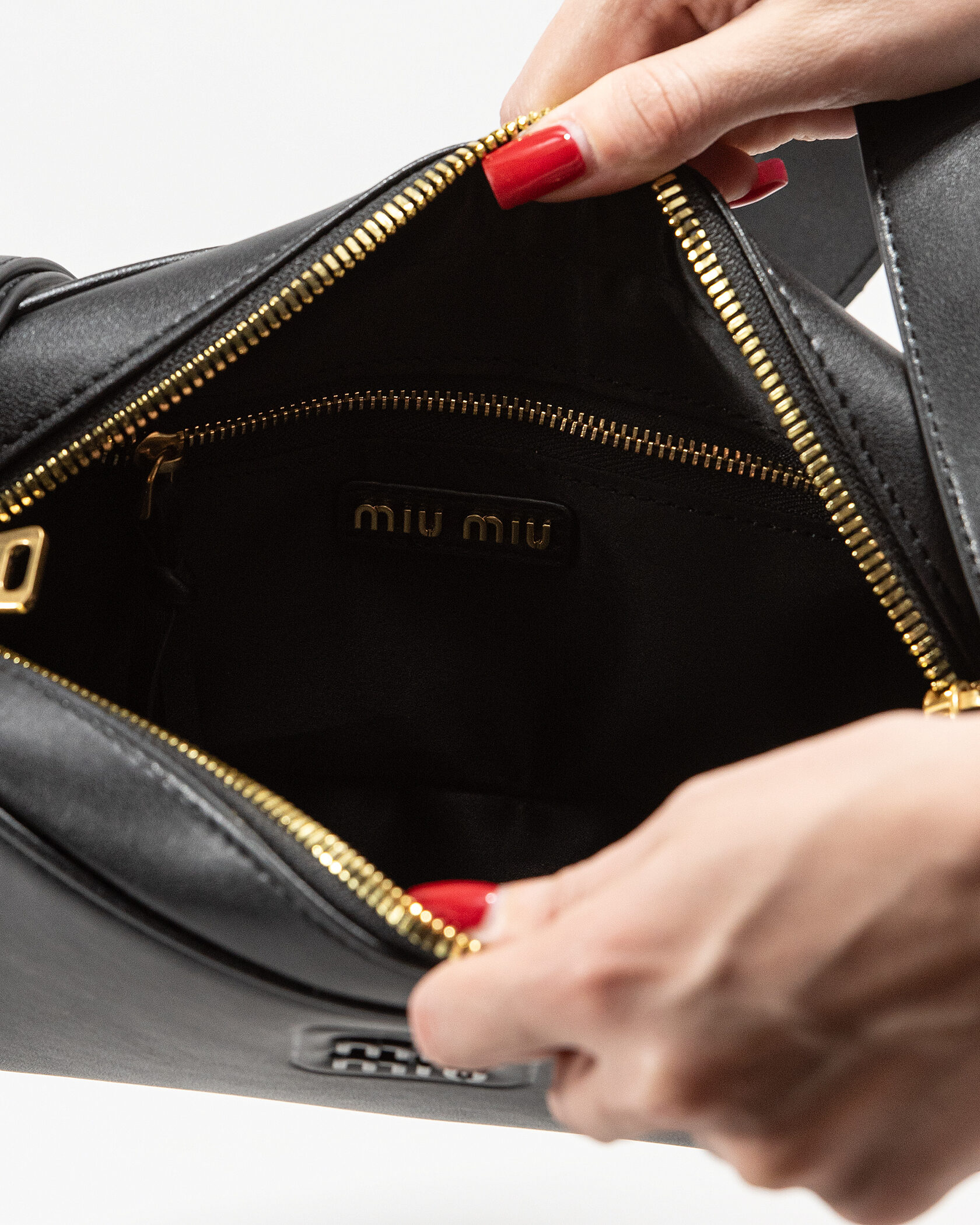 MiuMiu Nappa Leather Shoulder Bag Black - 14