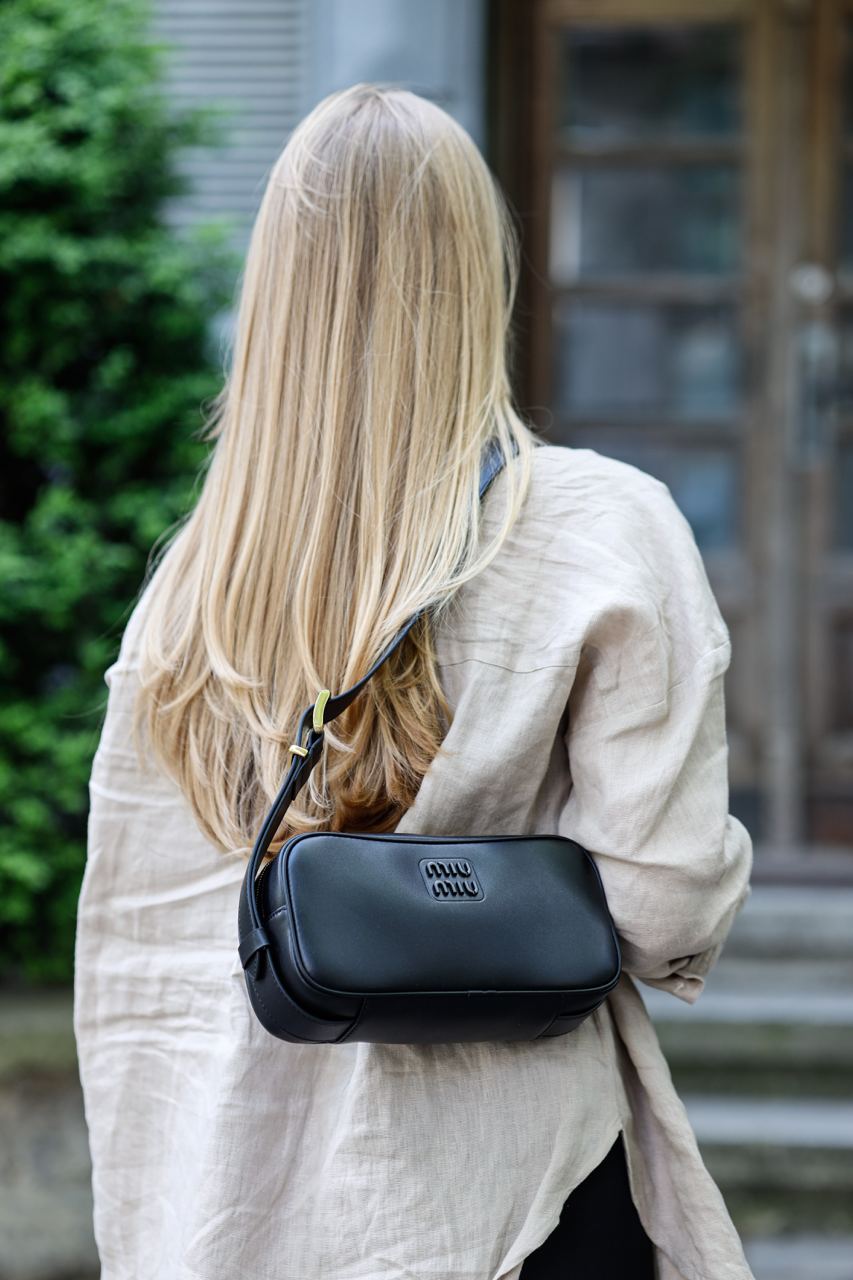 MiuMiu Nappa Leather Shoulder Bag Black - 5