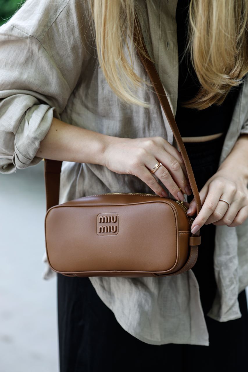 MiuMiu Nappa Leather Shoulder Bag Brown - 11