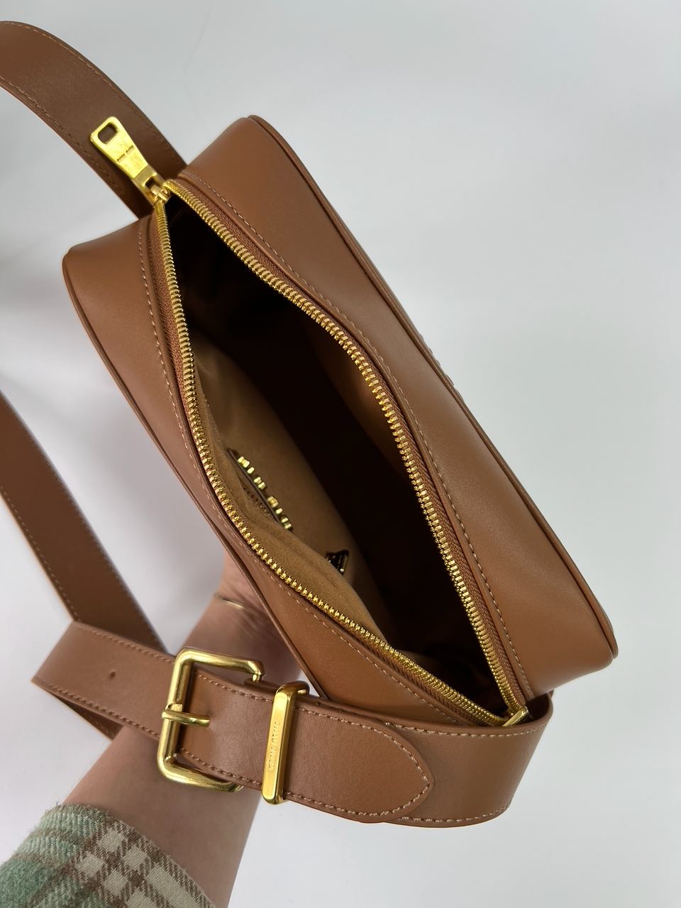 MiuMiu Nappa Leather Shoulder Bag Brown - 26