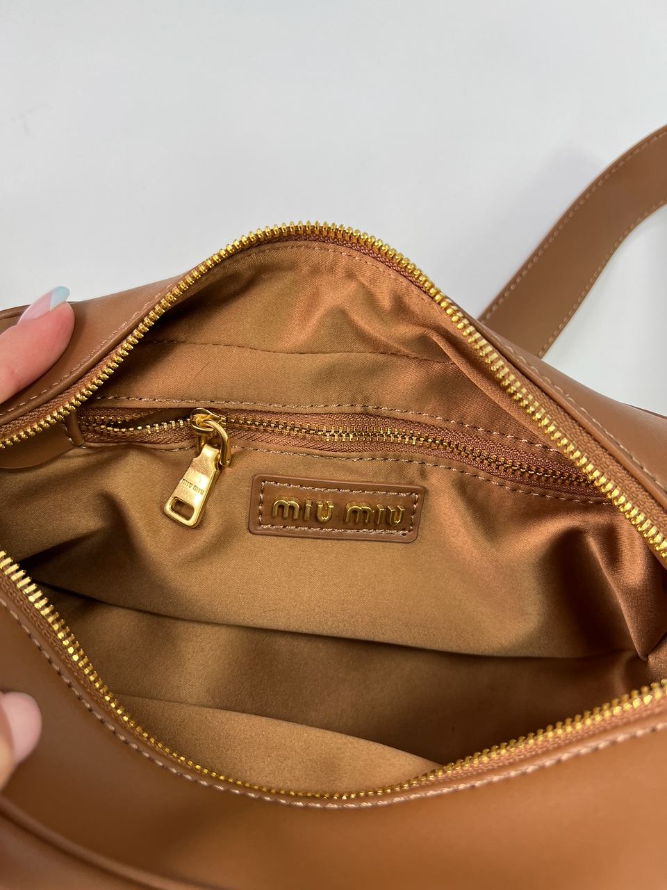 MiuMiu Nappa Leather Shoulder Bag Brown - 28