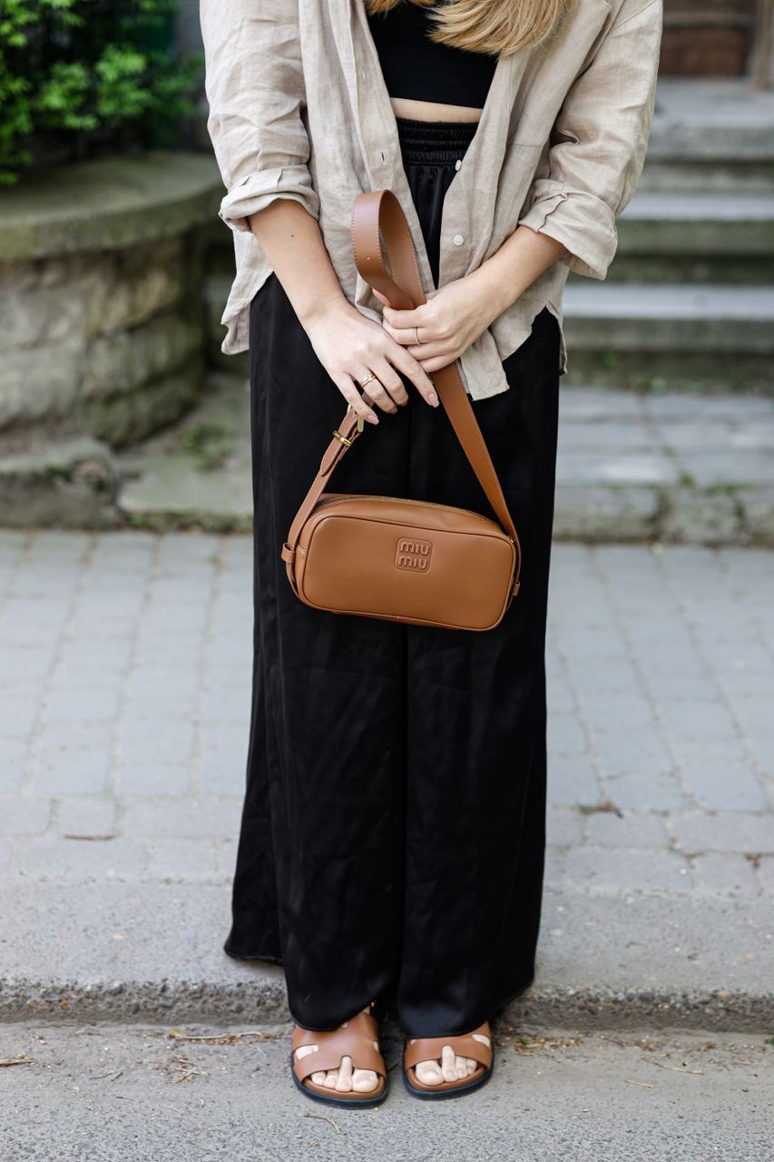 MiuMiu Nappa Leather Shoulder Bag Brown - 8