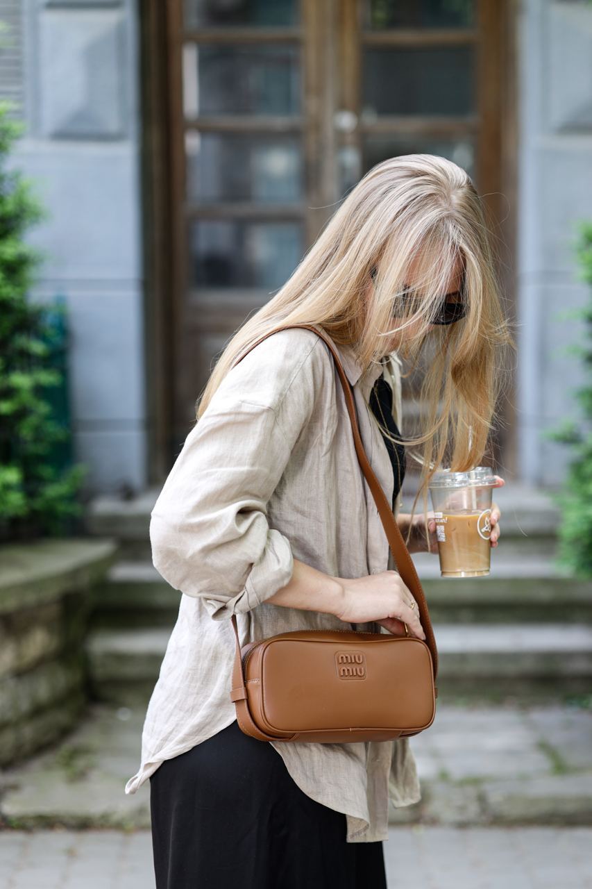 MiuMiu Nappa Leather Shoulder Bag Brown - 9