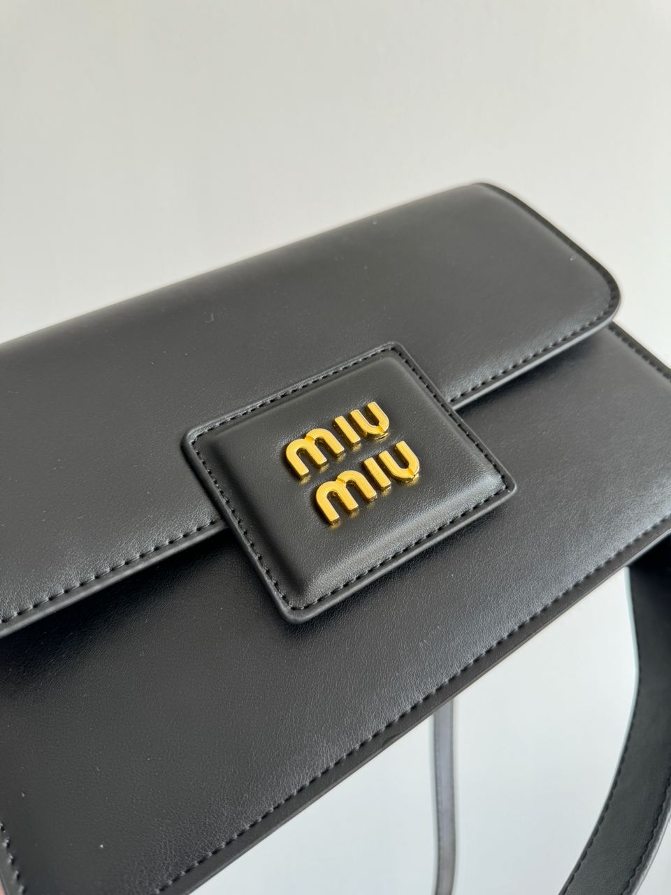 MiuMiu Shoulder Leather Bag Black - 12
