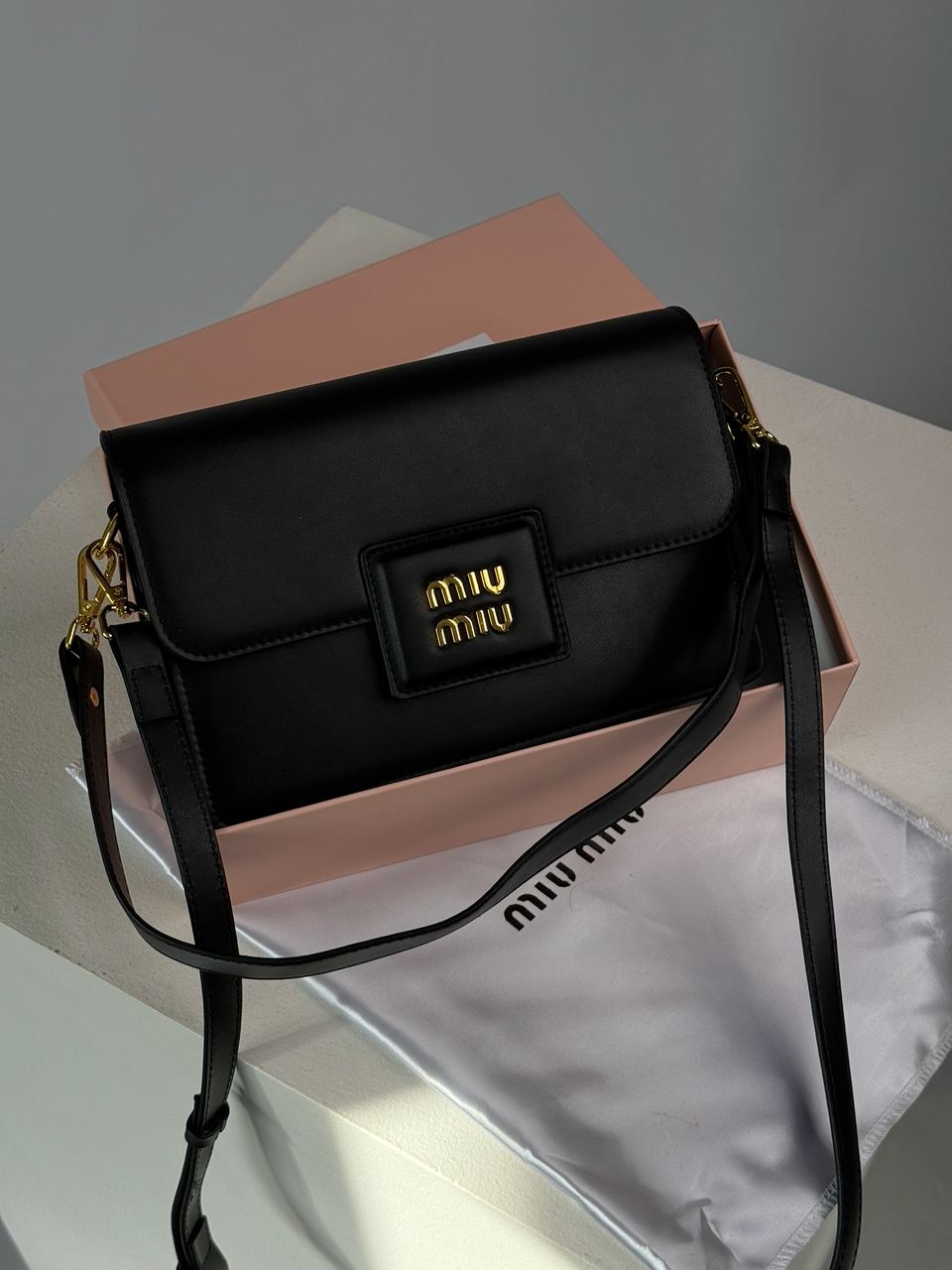 MiuMiu Shoulder Leather Bag Black - 2