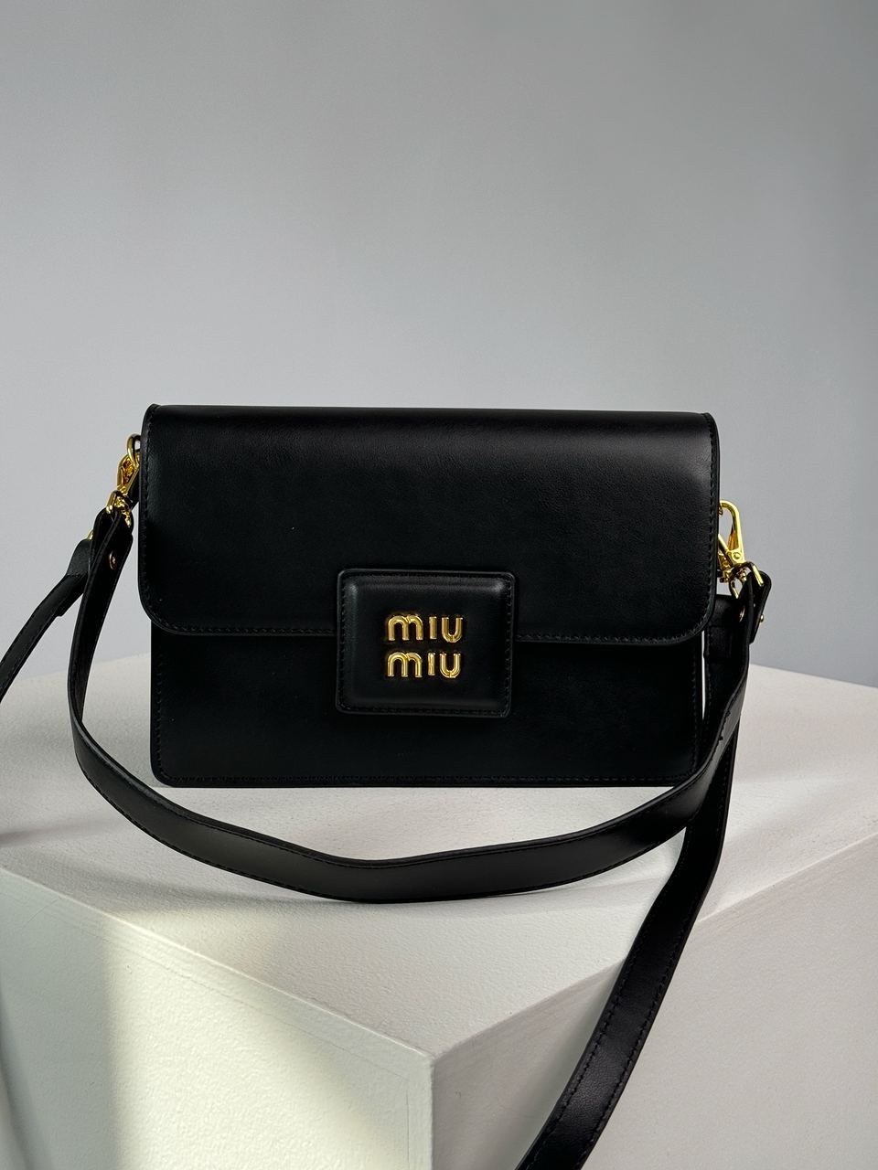 MiuMiu Shoulder Leather Bag Black - 4