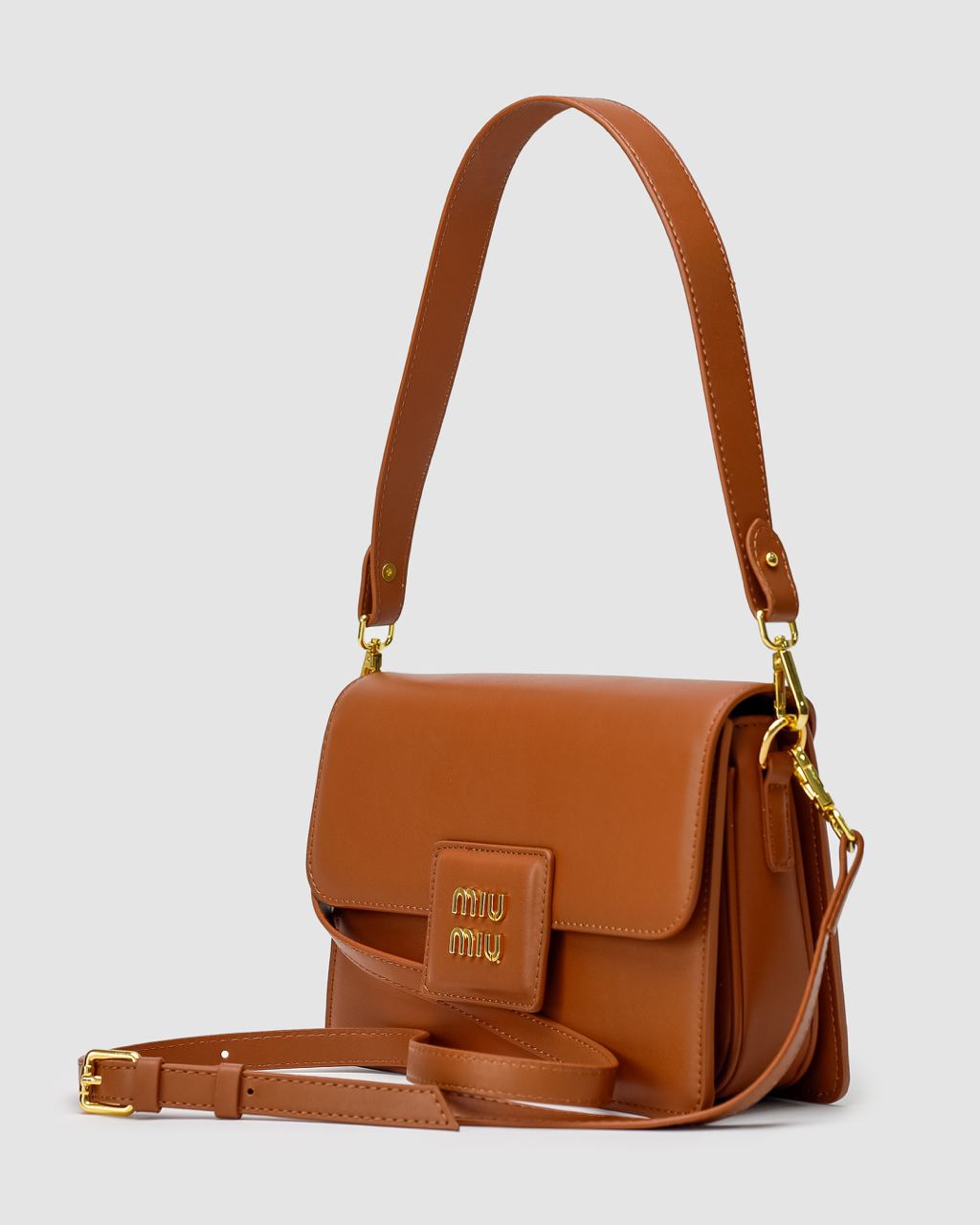 MiuMiu Shoulder Leather Bag Brown - 14
