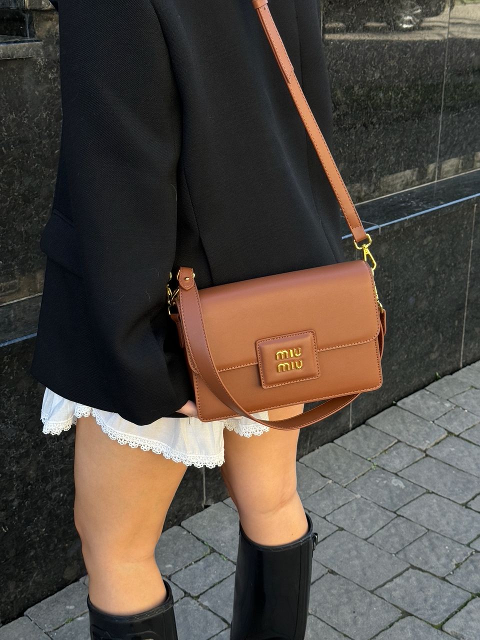 MiuMiu Shoulder Leather Bag Brown - 7