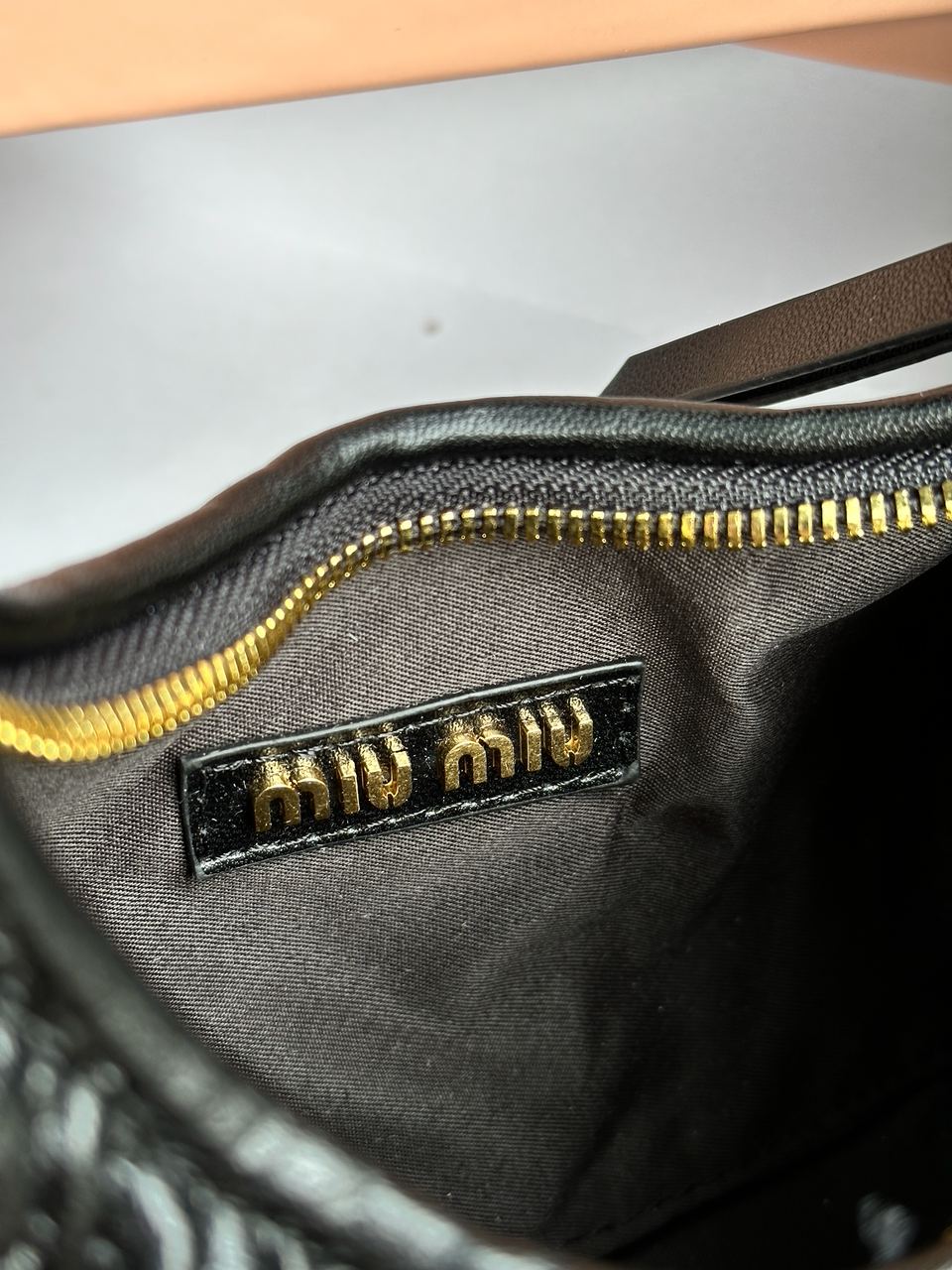 MiuMiu Wander Matelassé Nappa Leather Mini Hobo Bag Black - 26