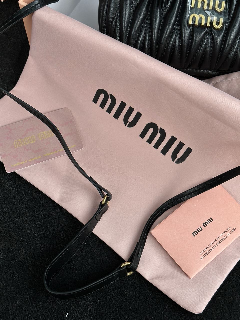 MiuMiu Wander Matelassé Nappa Leather Mini Hobo Bag Black - 28