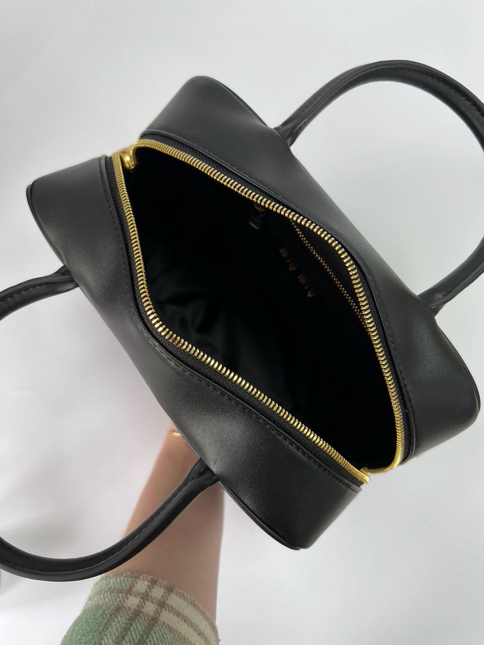 MiuMu Leather Top Handle Bag Black - 24