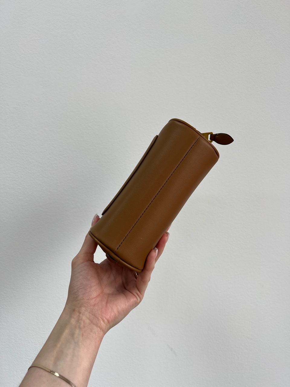 MiuMu Leather Top Handle Bag Brown - 24