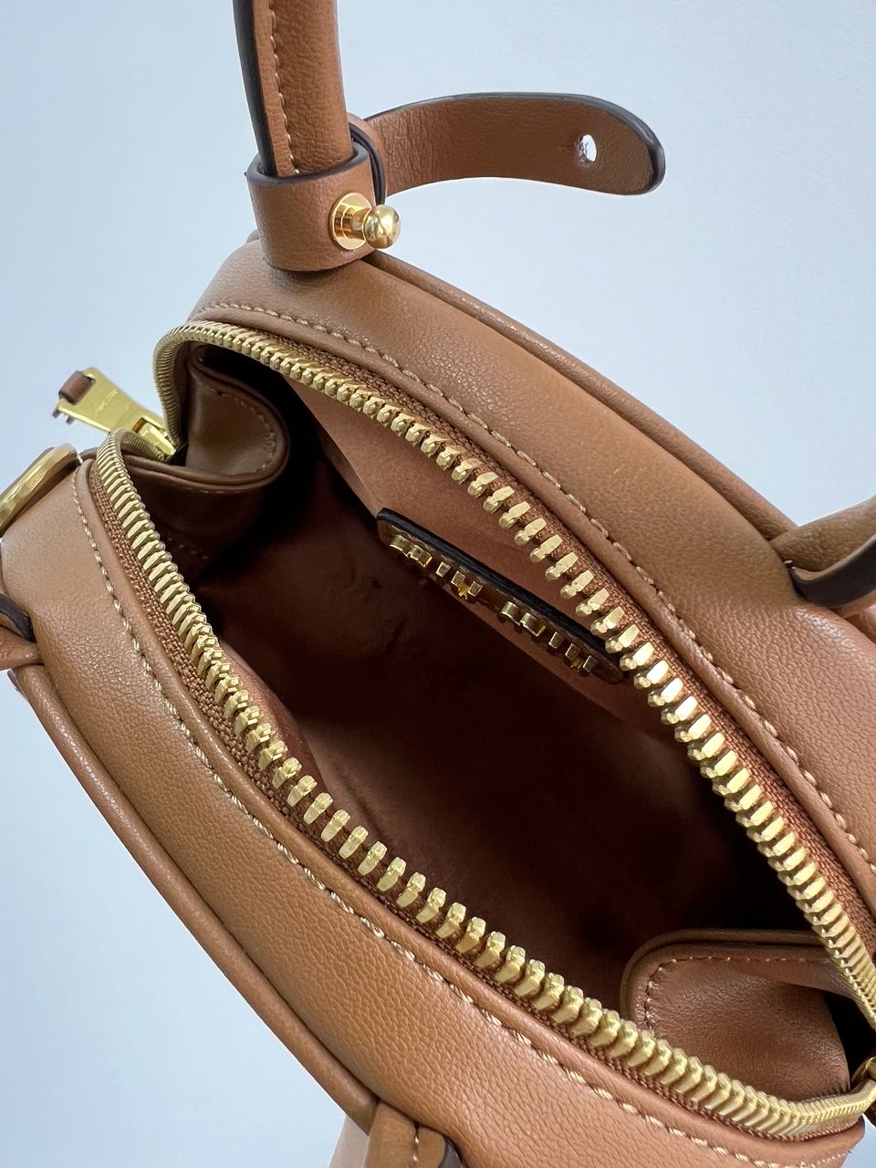 MiuMu Leather Top Handle Bag Brown - 28