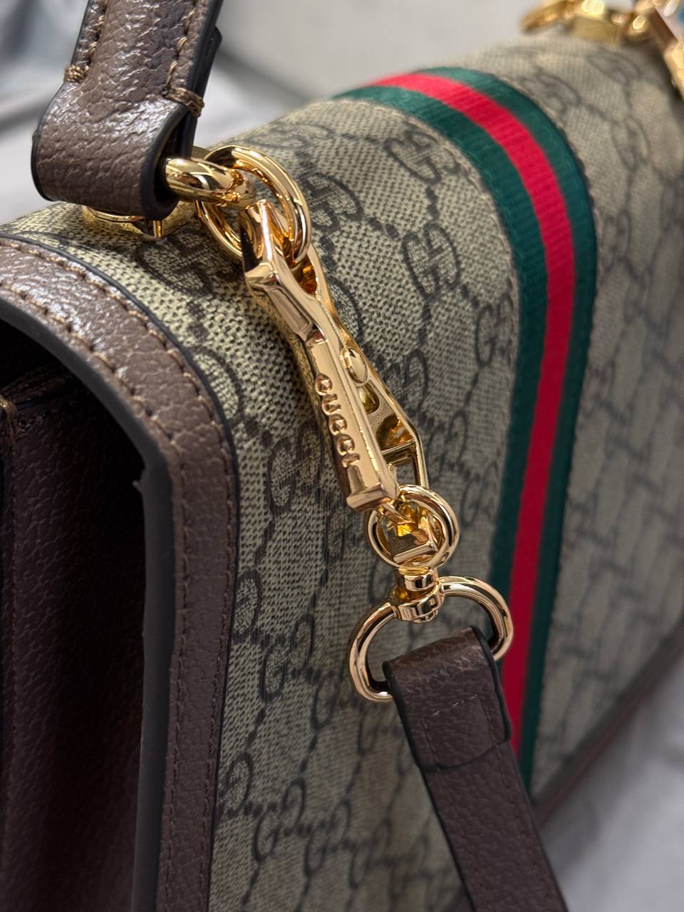 Ophidia small top handle bag Beige and ebony GG Supreme canvas - 4