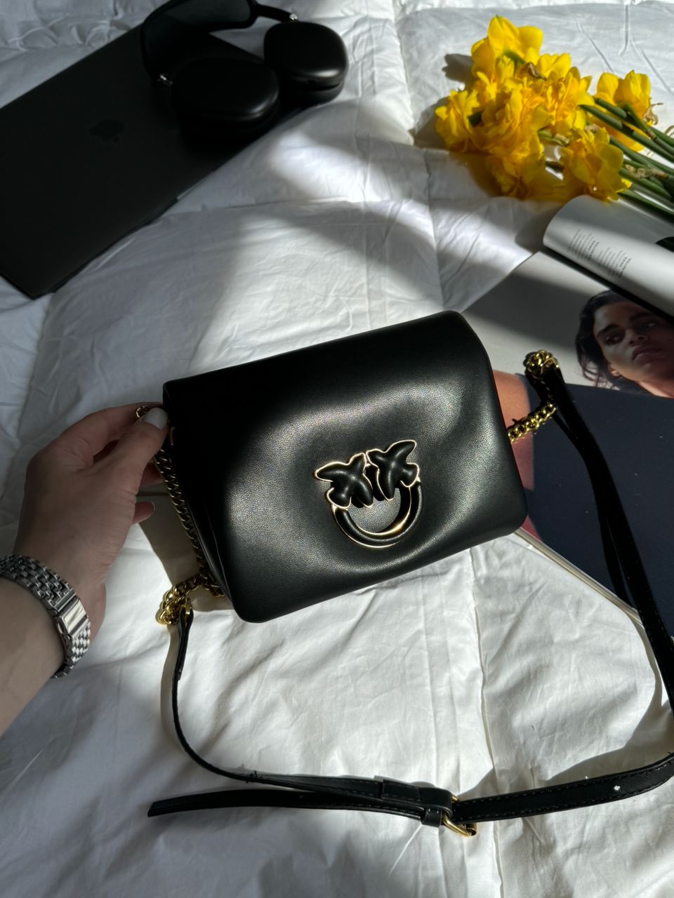 Pinko Baby Love Bag Click Puff in Nappa Black Leather - 5