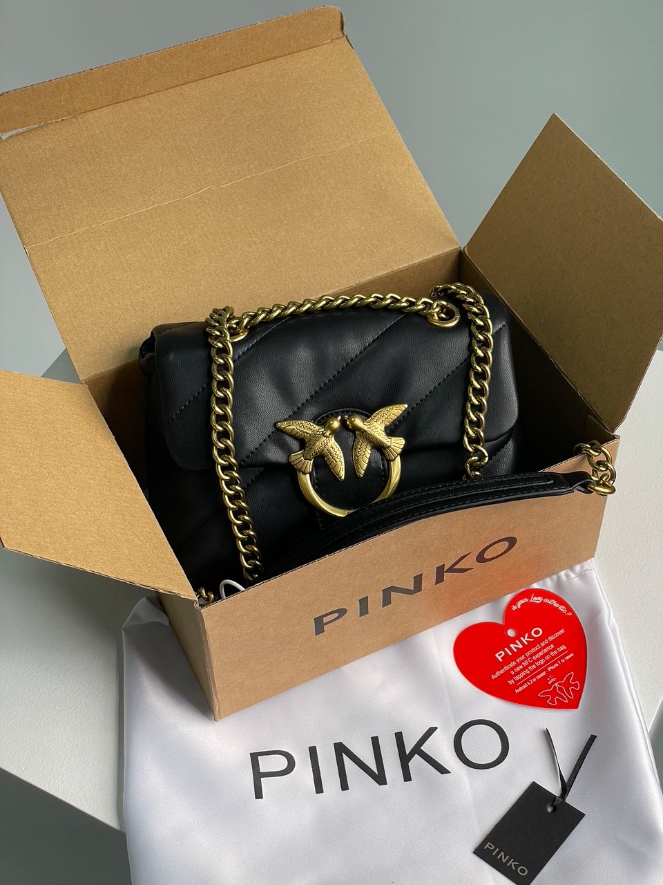 Pinko Baby Love Bag Puff Maxi Quilt Black/Gold - 2