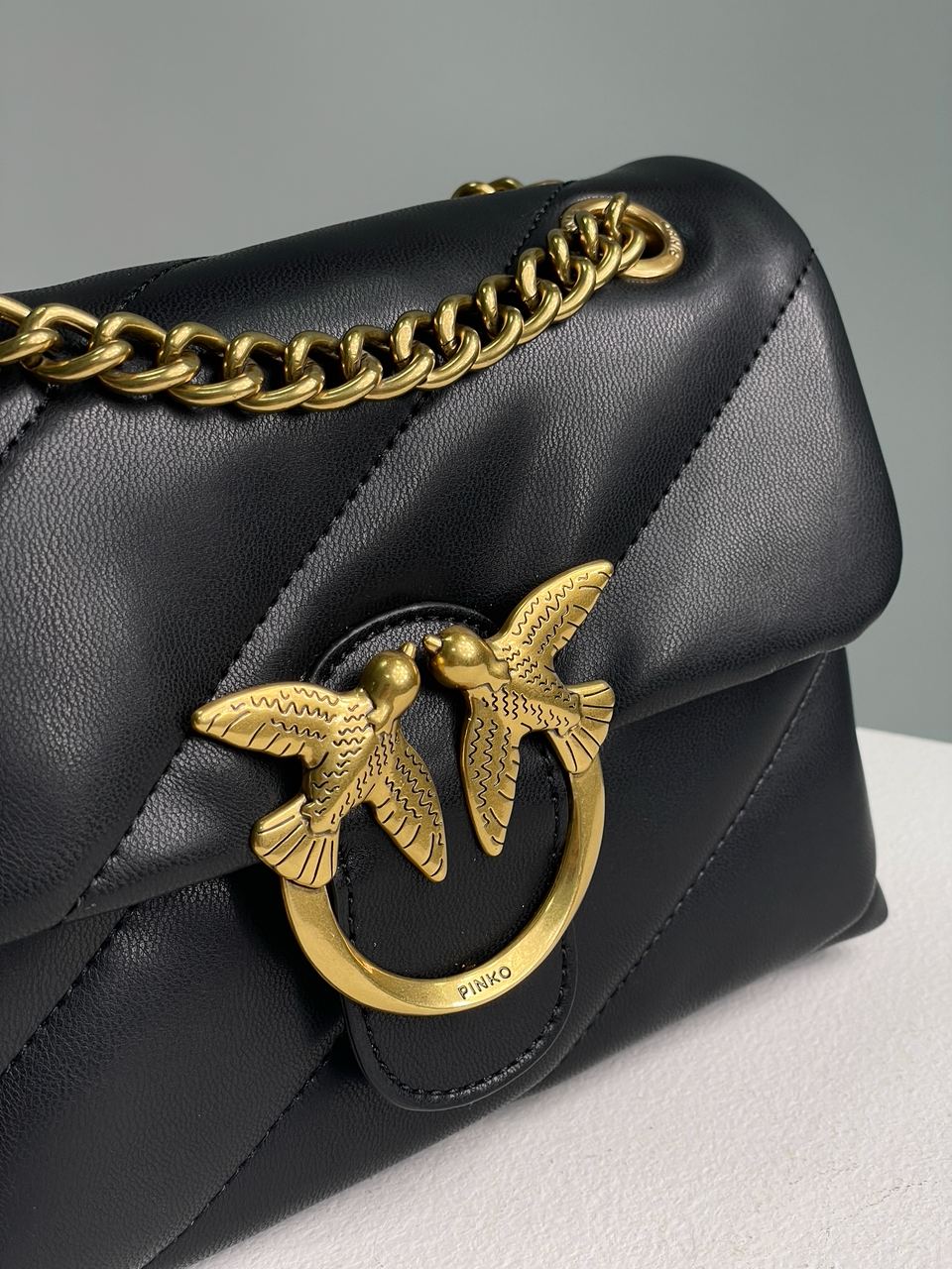 Pinko Baby Love Bag Puff Maxi Quilt Black/Gold - 6