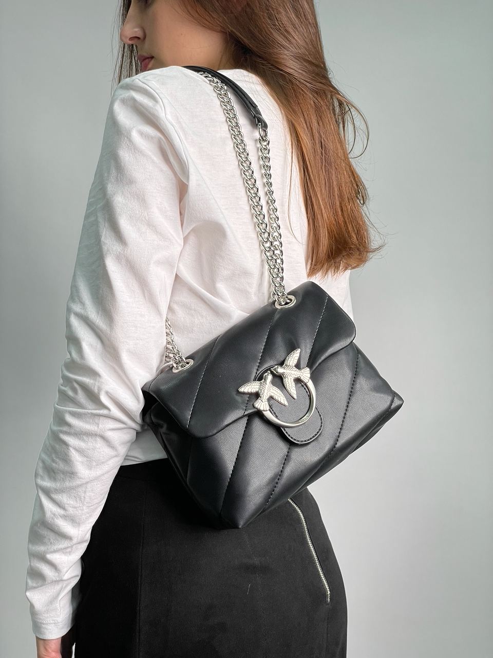 Pinko Baby Love Bag Puff Maxi Quilt Black/Silver - 6