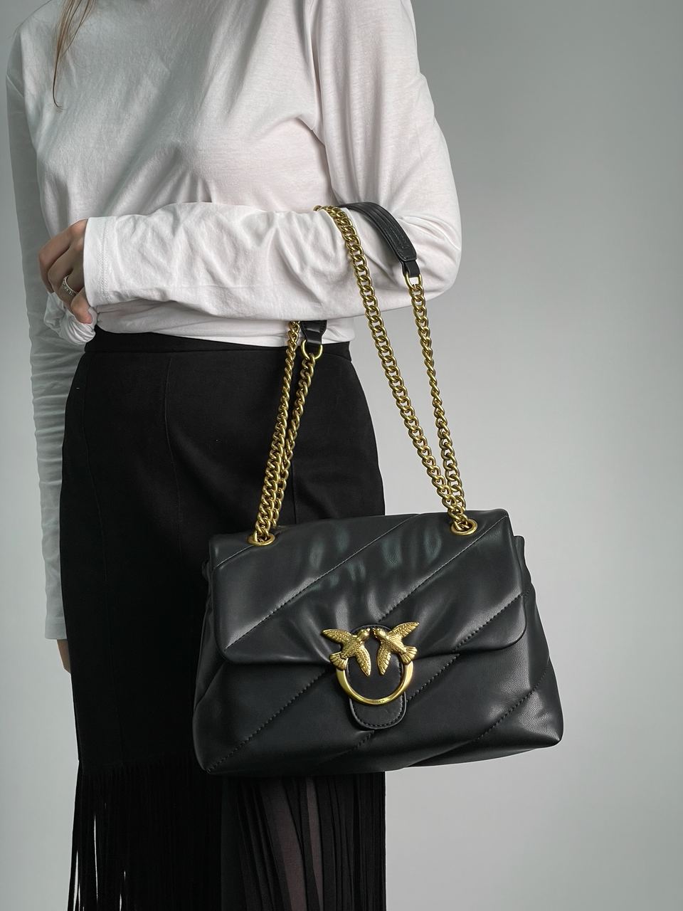 Pinko Big Love Bag Puff Maxi Quilt Black/Gold - 6