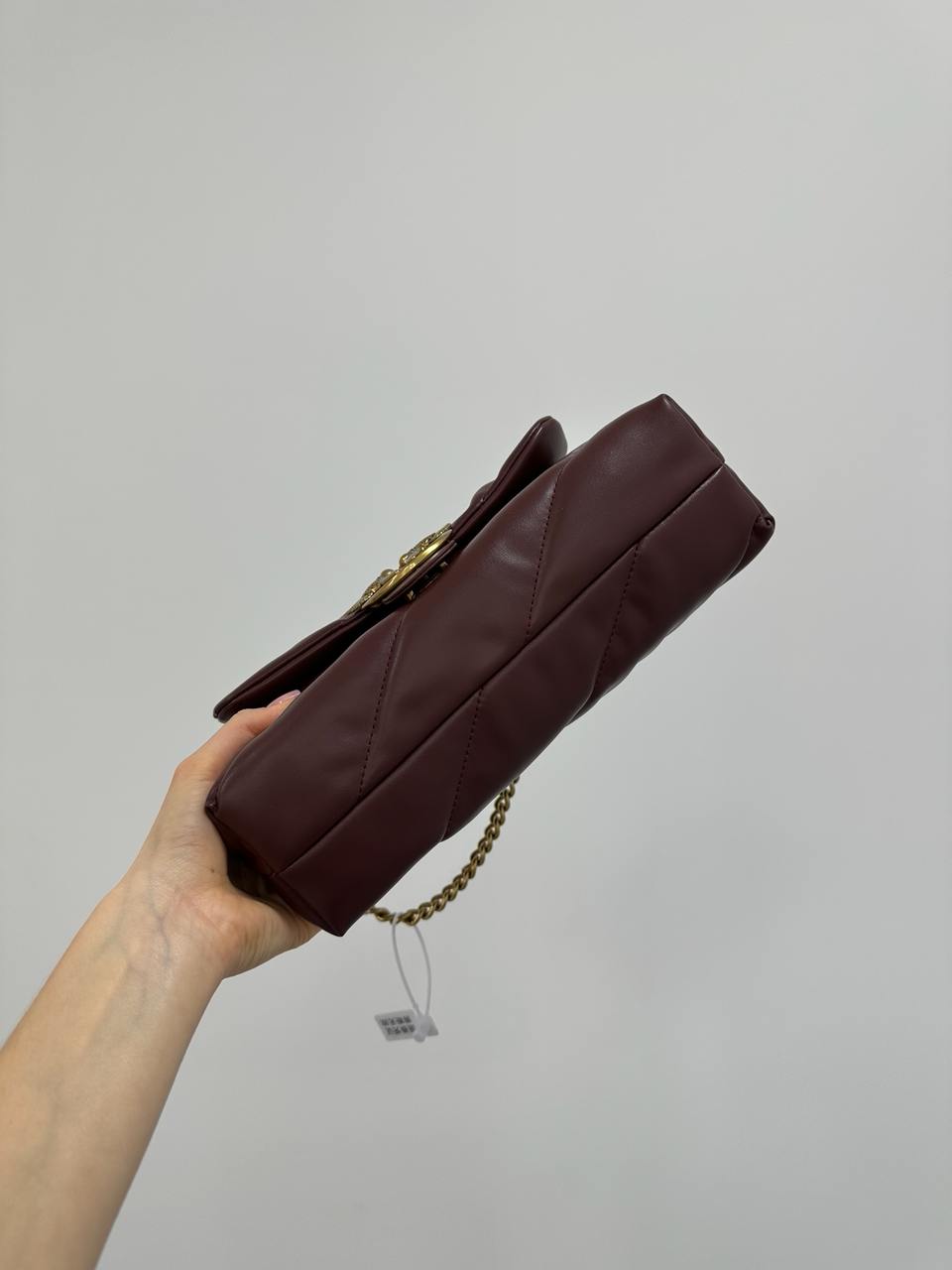 Pinko Big Love Bag Puff Maxi Quilt Burgundy/Gold - 10