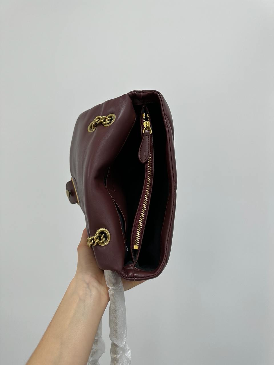 Pinko Big Love Bag Puff Maxi Quilt Burgundy/Gold - 13