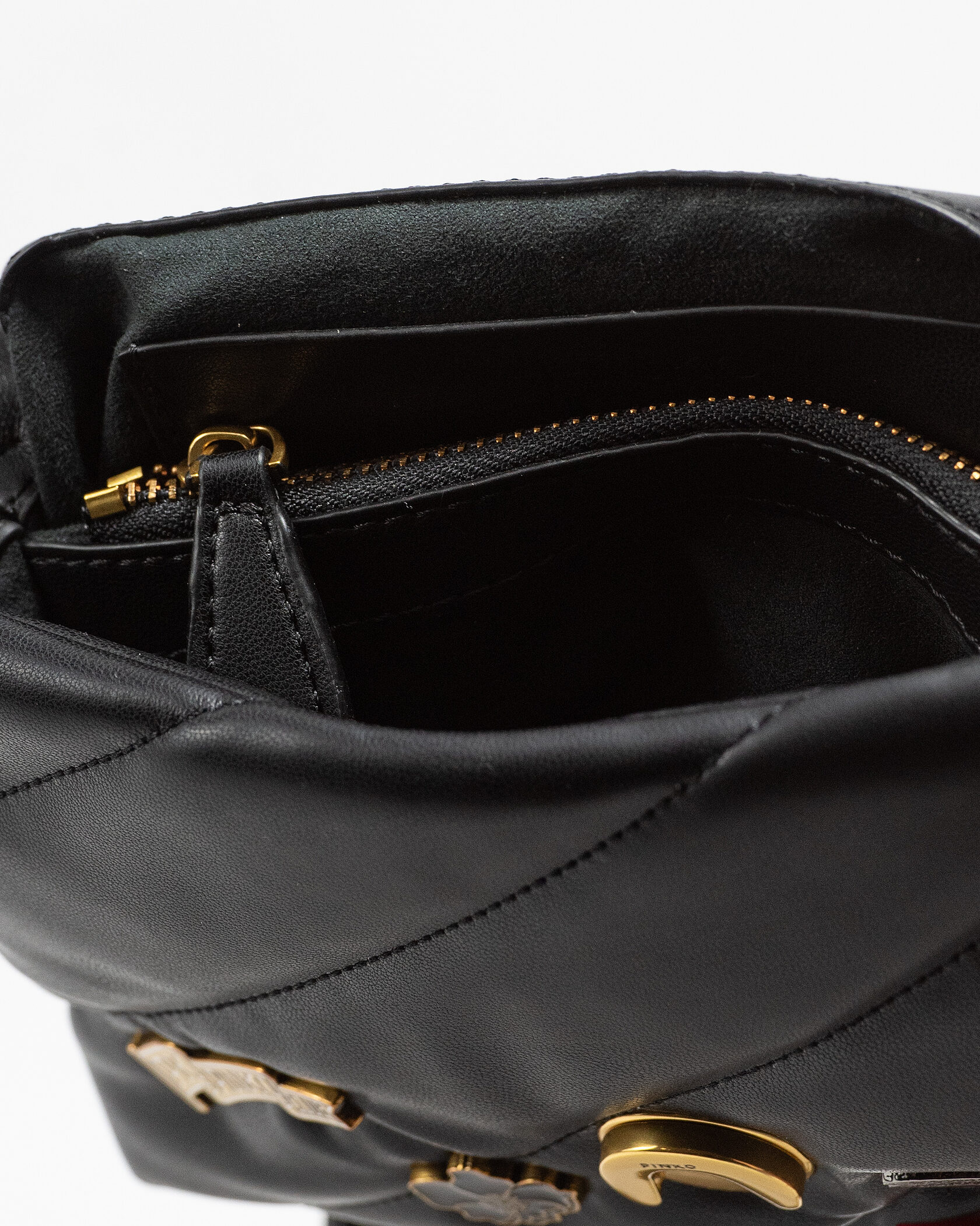 Pinko Black Quilted Leather Love Mini Puff Pins - 15