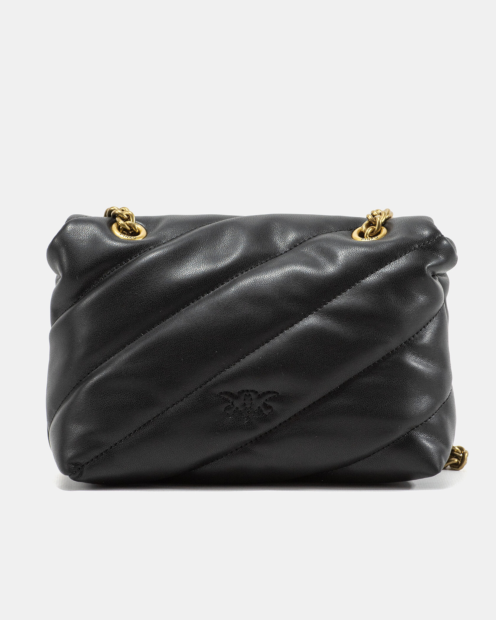 Pinko Black Quilted Leather Love Mini Puff Pins - 9