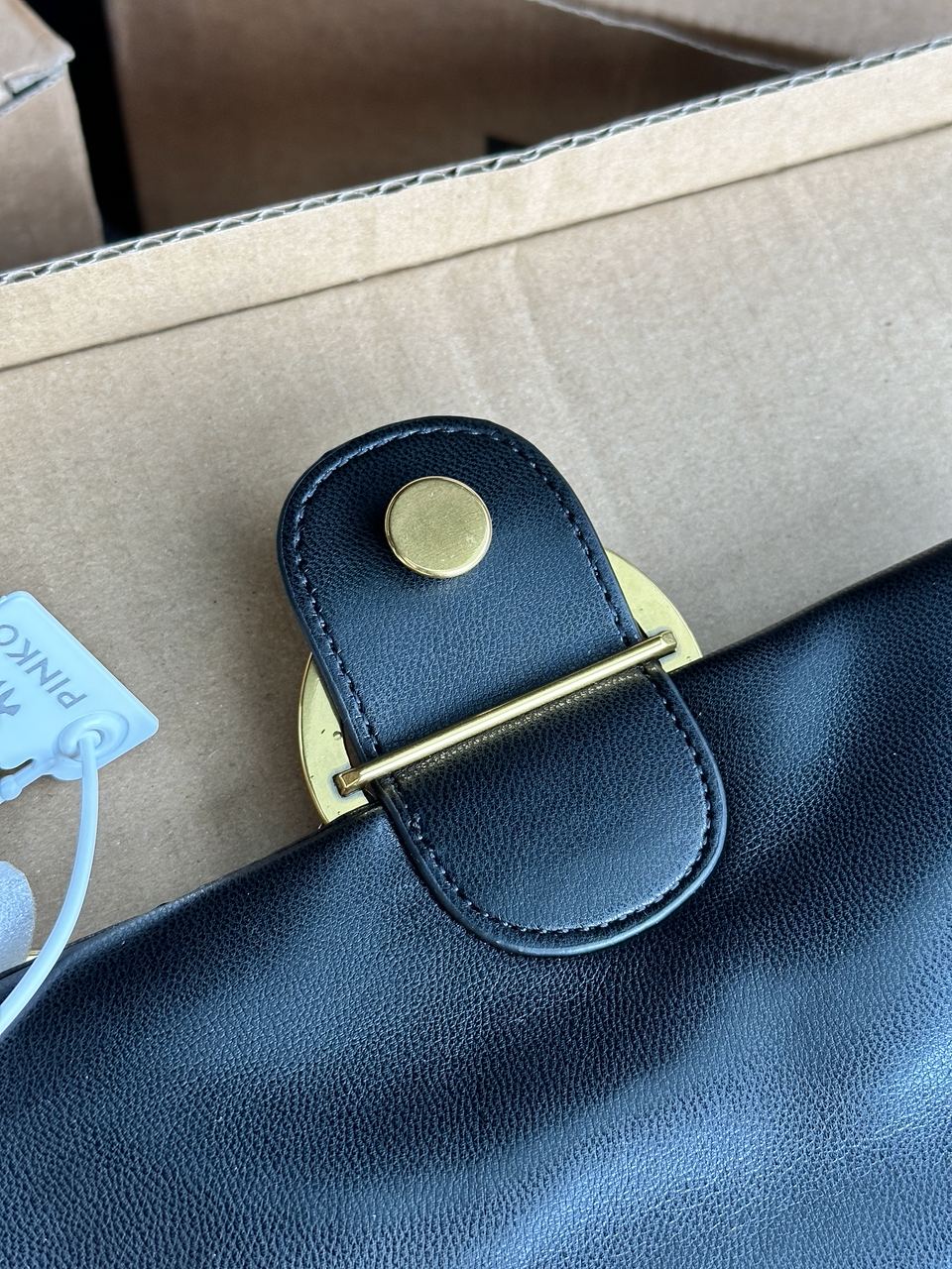 Pinko Black Quilted Leather Love Mini Puff Pins - 25