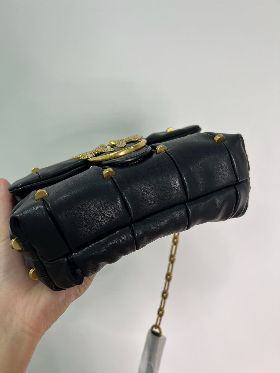 Pinko Black Quilted Leather Love Mini Puff Staples - 14