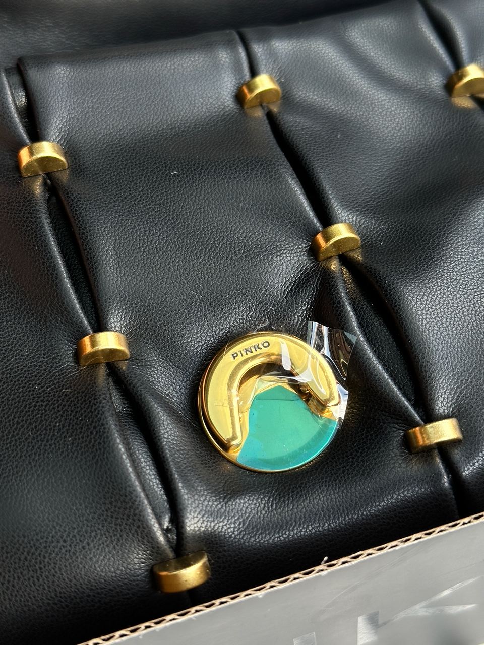 Pinko Black Quilted Leather Love Mini Puff Staples - 19