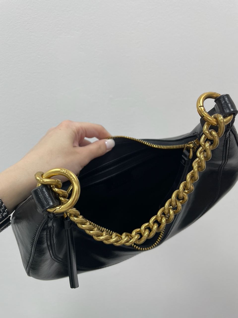 Pinko Classic Brioche Bag Hobo Black - 25