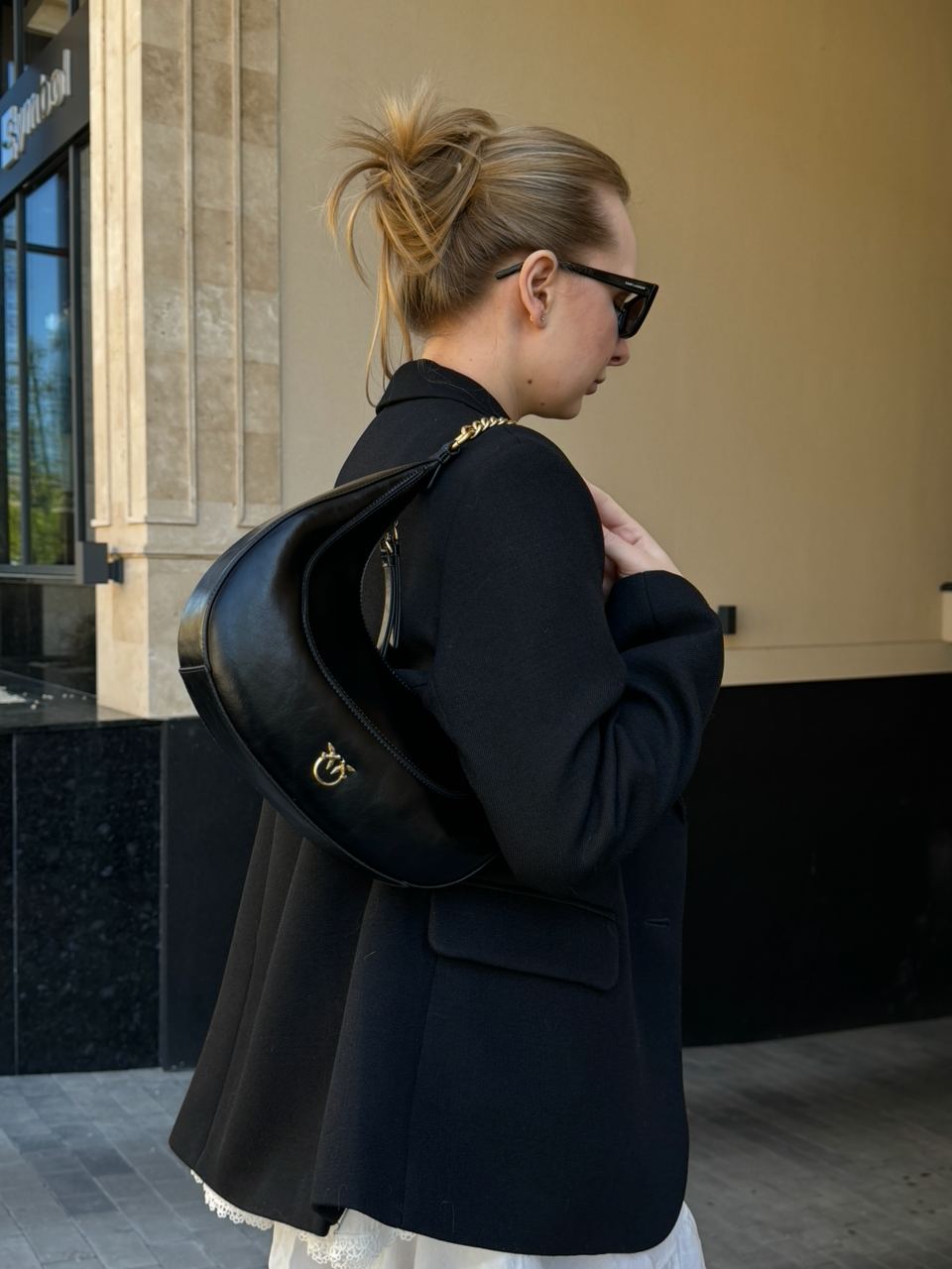 Pinko Classic Brioche Bag Hobo Black - 7