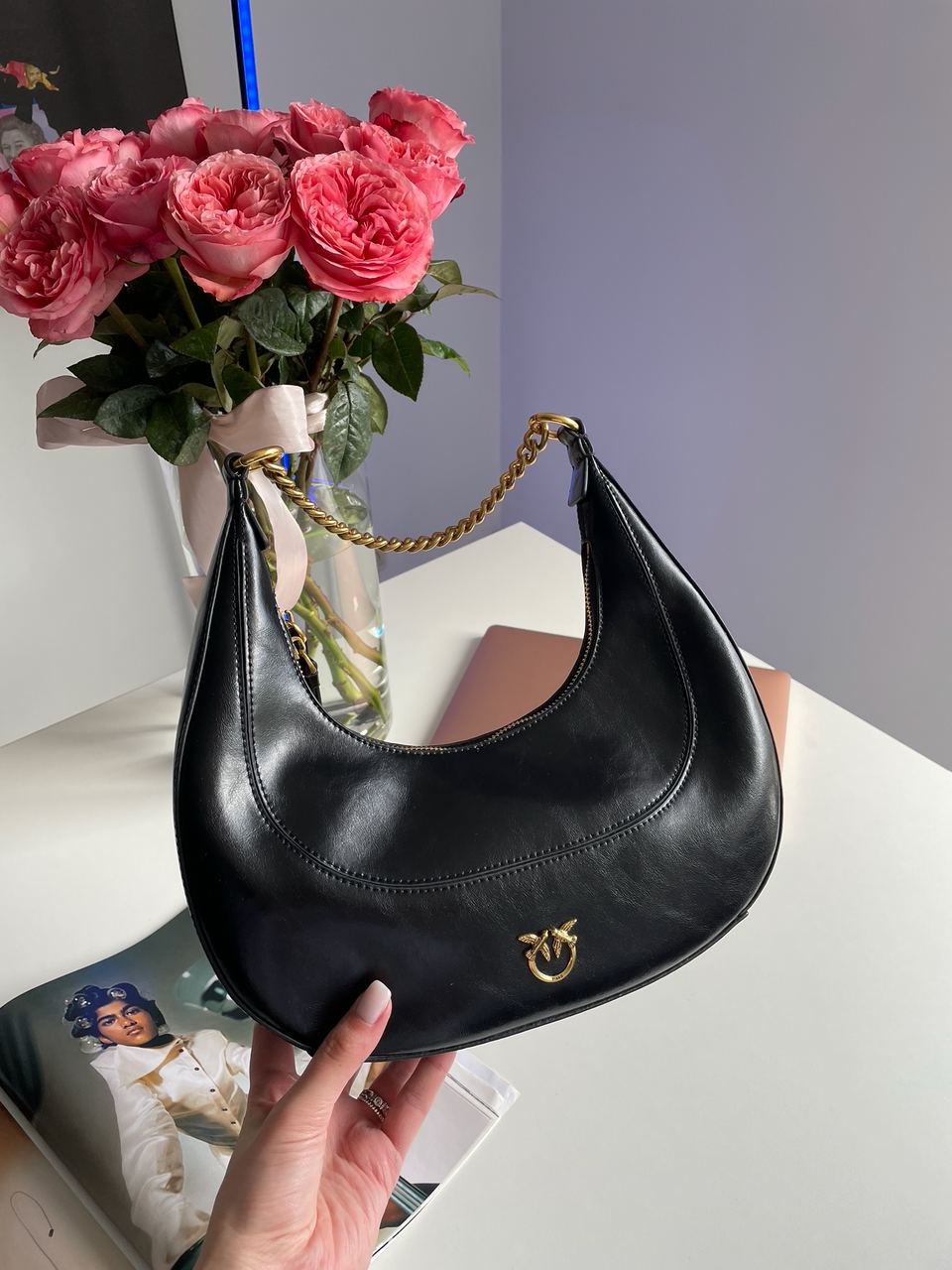 Pinko Classic Brioche Bag Hobo Black - 9