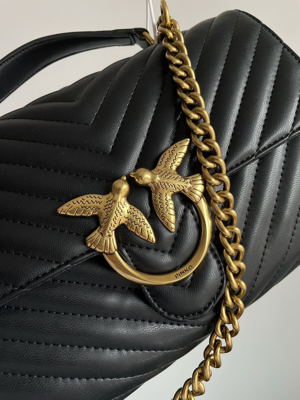 Pinko Classic Lady Love Bag Puff Chevron Black/Gold - 10