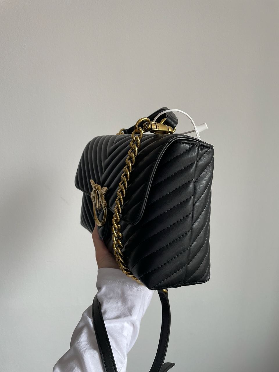 Pinko Classic Lady Love Bag Puff Chevron Black/Gold - 15