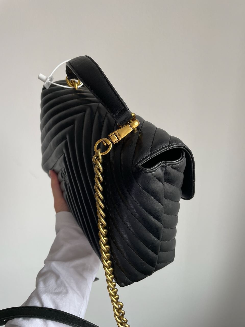 Pinko Classic Lady Love Bag Puff Chevron Black/Gold - 17