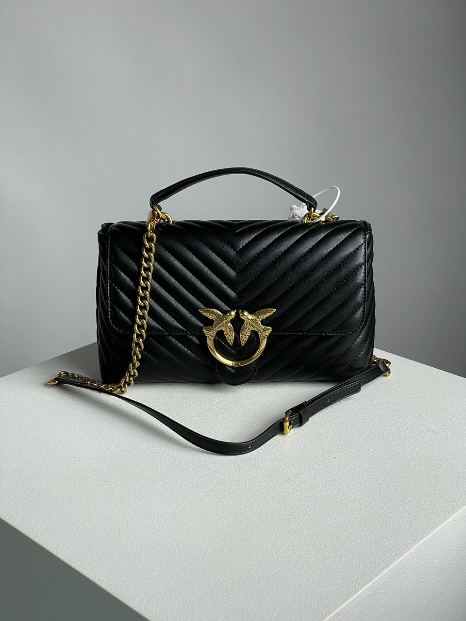 Pinko Classic Lady Love Bag Puff Chevron Black/Gold - 3