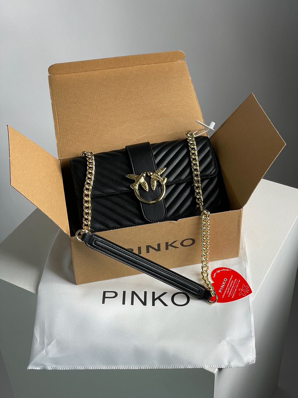 Pinko Classic Love Bag One Chevron Black/Gold - 2