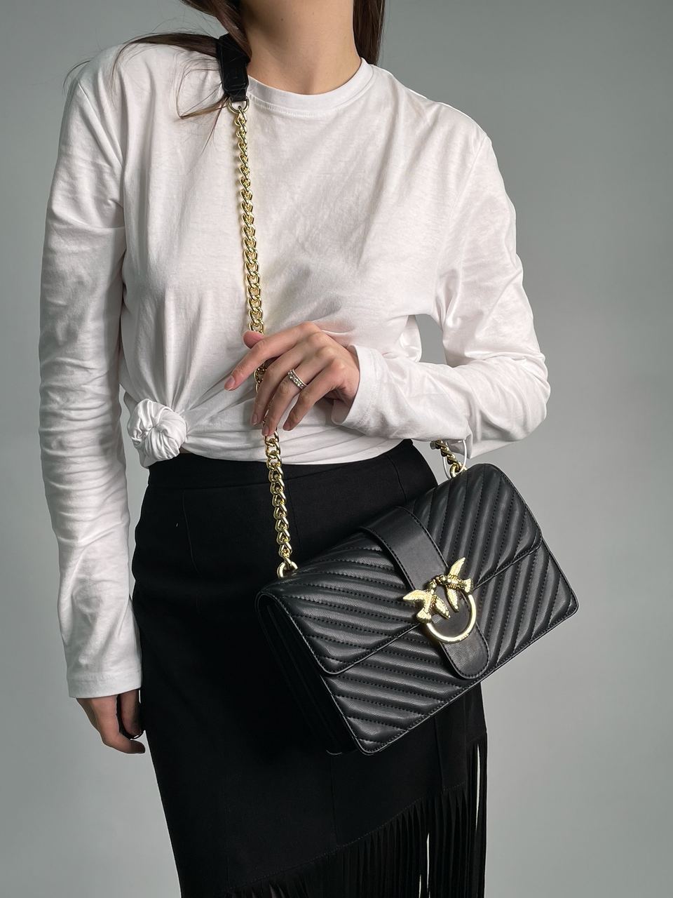 Pinko Classic Love Bag One Chevron Black/Gold - 5