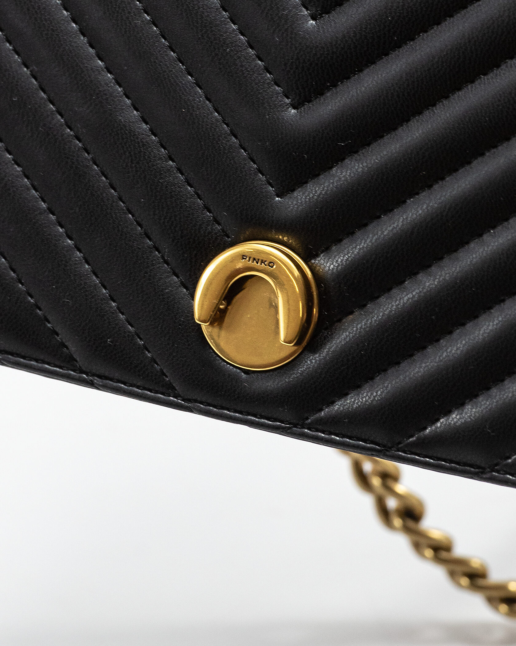 Pinko Classic Mini Love Bag One Chevron Black/Gold - 14