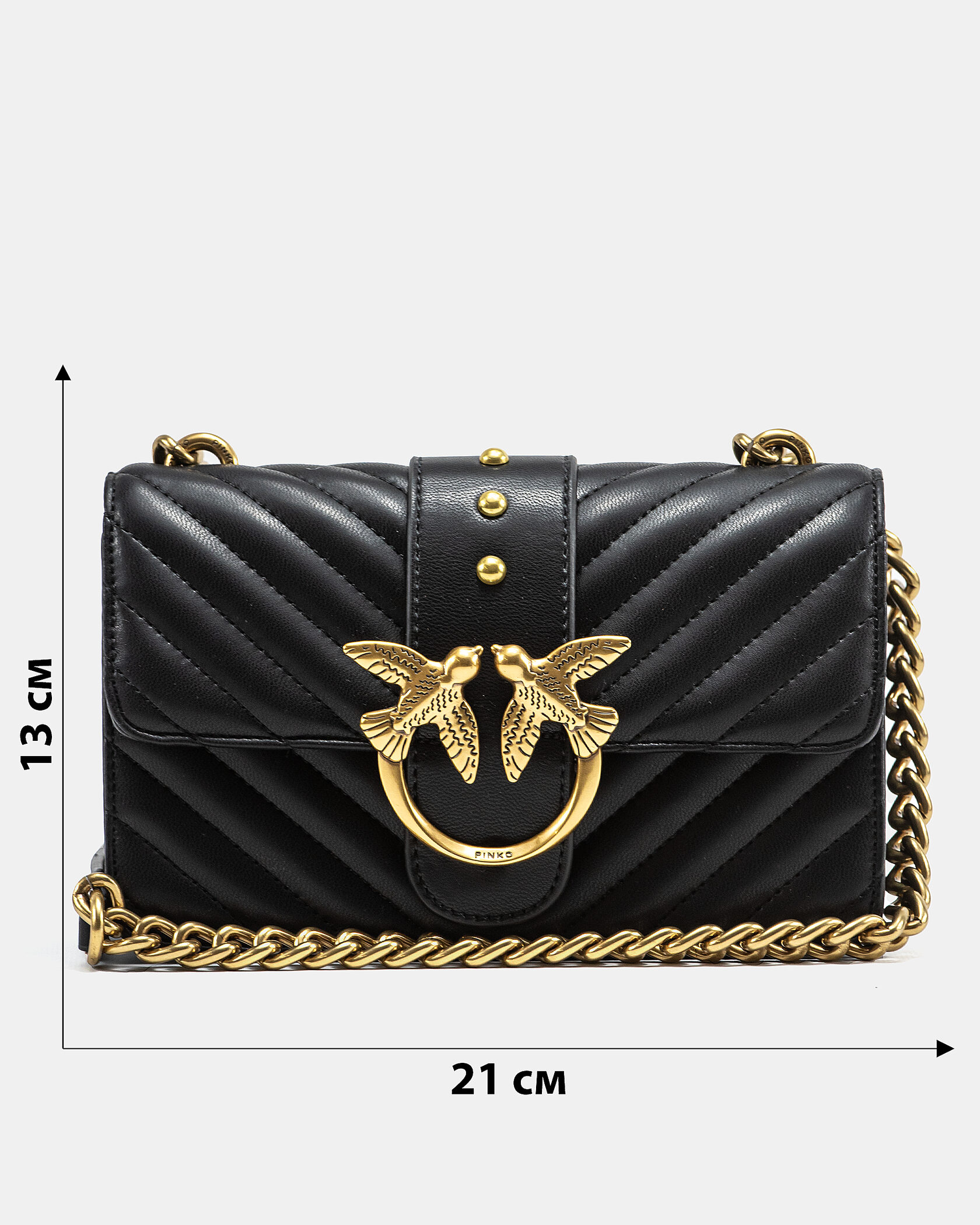 Pinko Classic Mini Love Bag One Chevron Black/Gold - 3