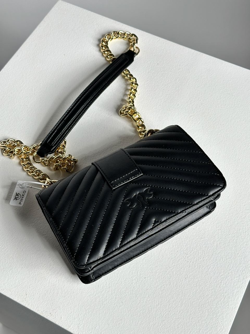 Pinko Classic Mini Love Bag One Chevron Black/Gold - 8