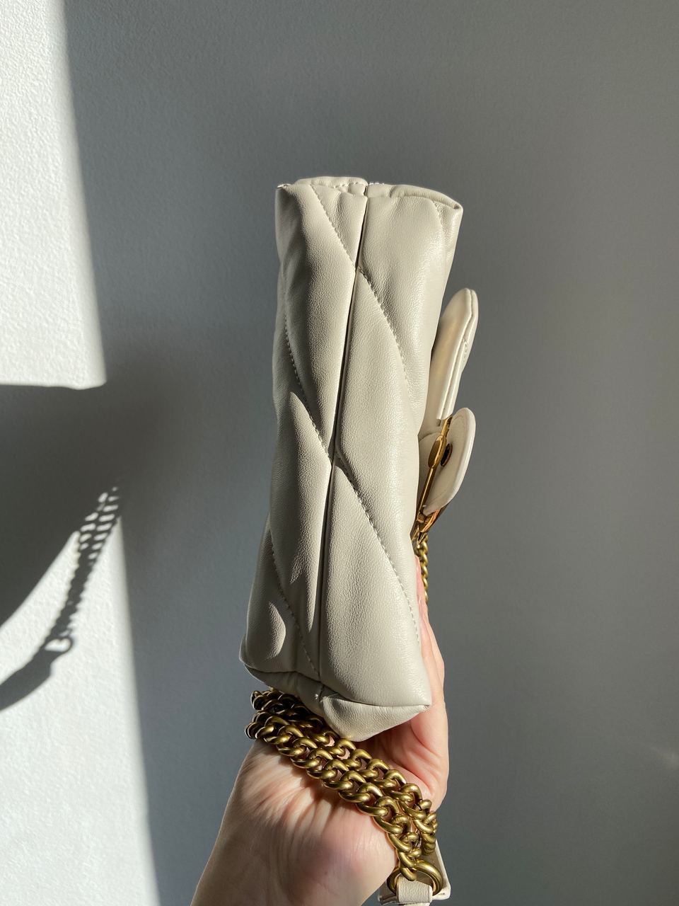 Pinko Grey Quilted Leather Love Mini Puff Pins - 12