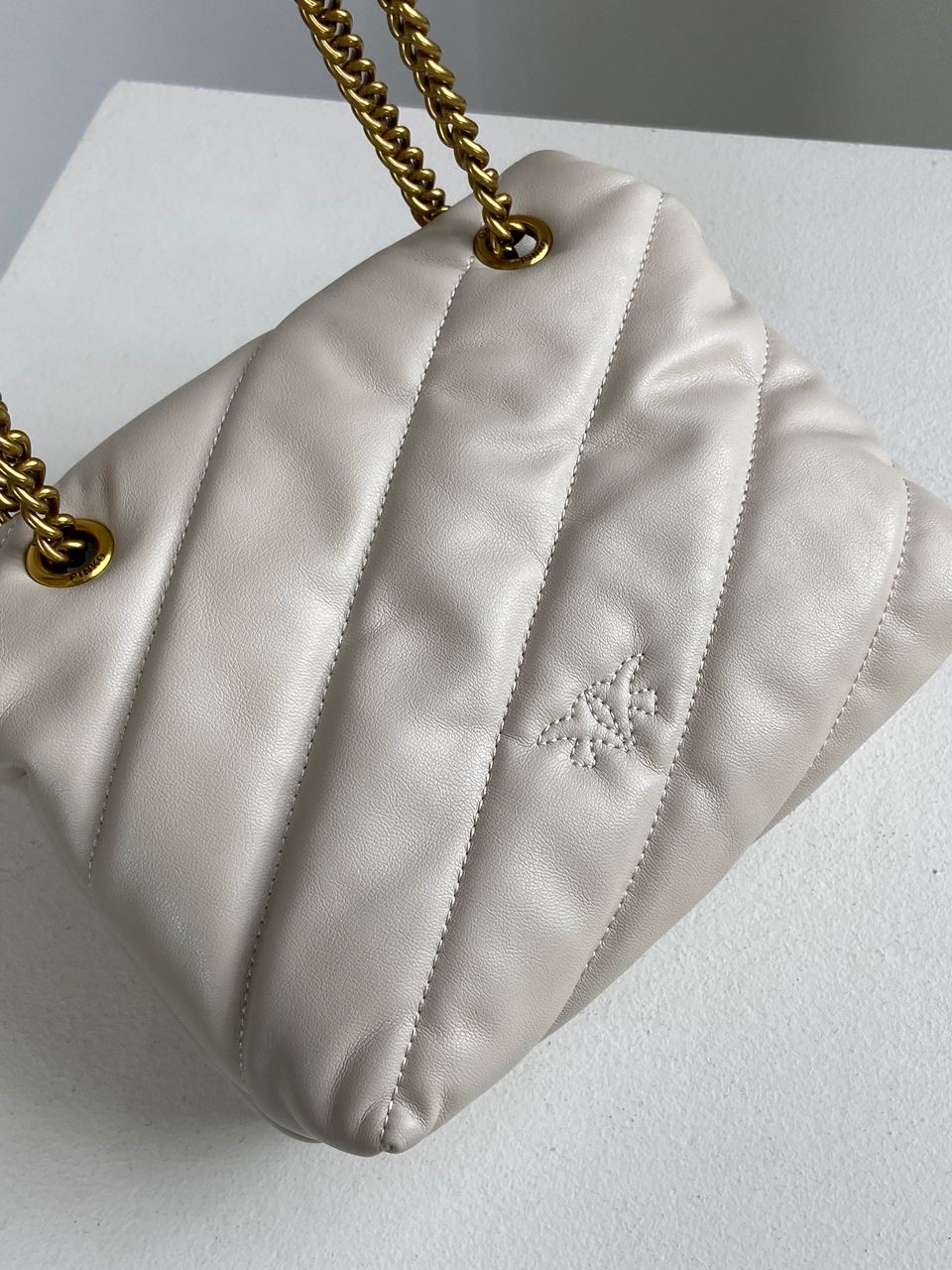 Pinko Grey Quilted Leather Love Mini Puff Pins - 14