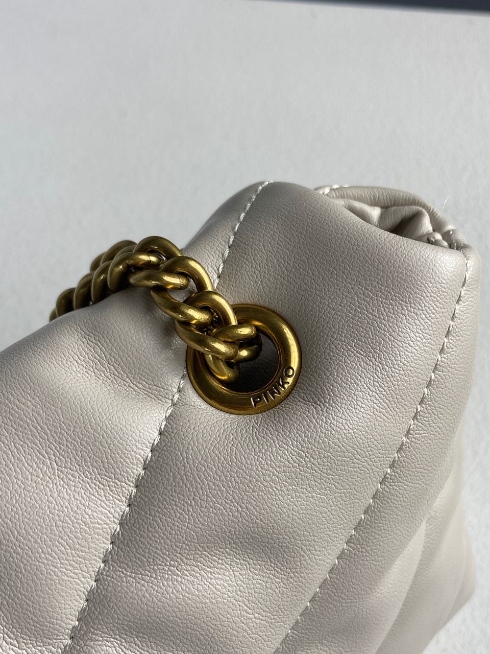 Pinko Grey Quilted Leather Love Mini Puff Pins - 15