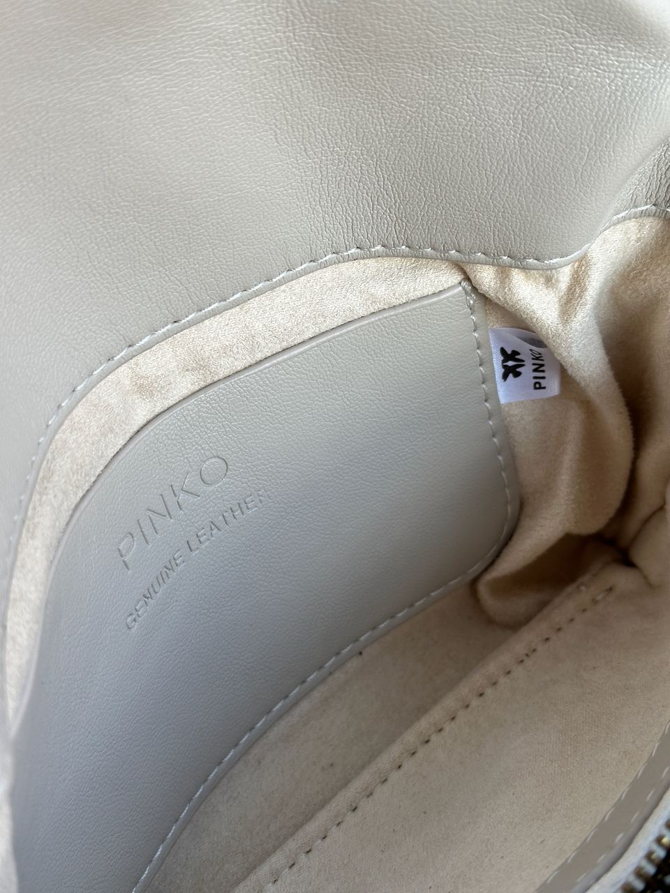 Pinko Grey Quilted Leather Love Mini Puff Staples - 18