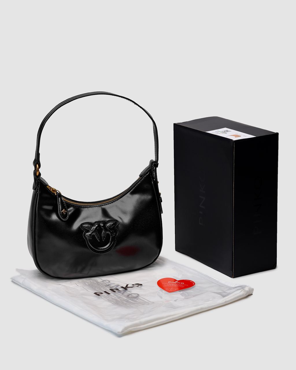 Pinko Half Moon Bag Simply Black With Leather Buckle - 3