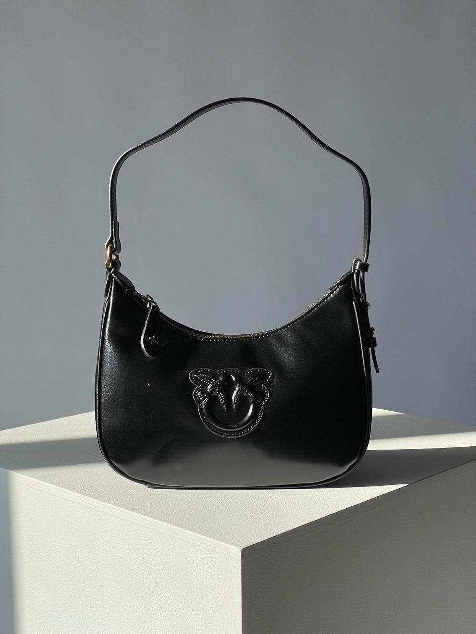 Pinko Half Moon Bag Simply Black With Leather Buckle - 4