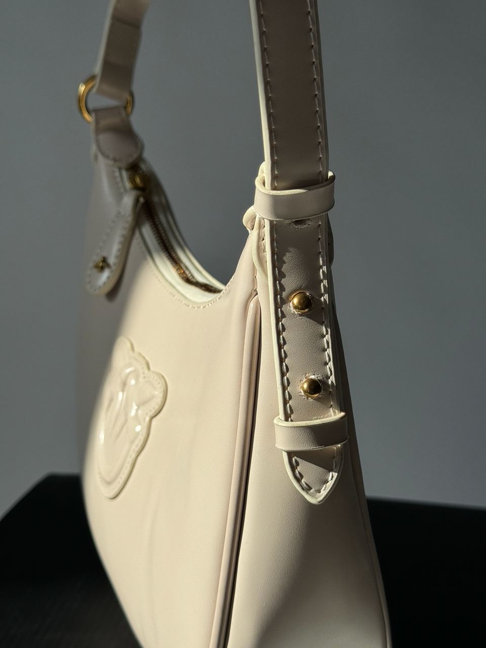 Pinko Half Moon Bag Simply Cream With Leather Buckle - 18