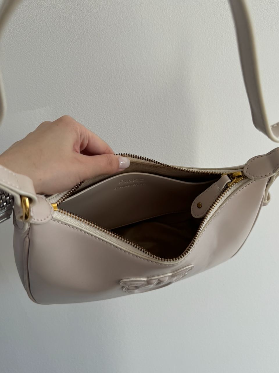 Pinko Half Moon Bag Simply Cream With Leather Buckle - 21